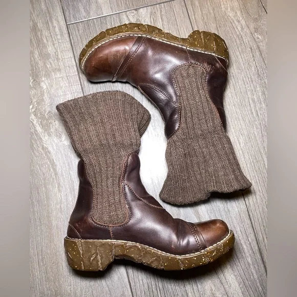 EUC El Naturalista Yggdrasil Soft Grain Boot Leather w/ Knitted Fold Over Cuff - Picture 11 of 12